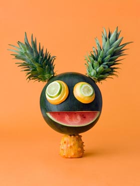 esculturas hechas con verduras