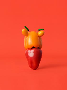 esculturas hechas con verduras