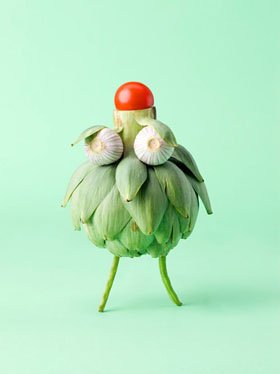 esculturas hechas con verduras