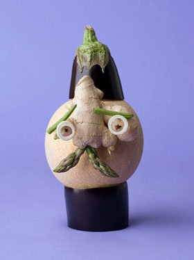 esculturas hechas con verduras