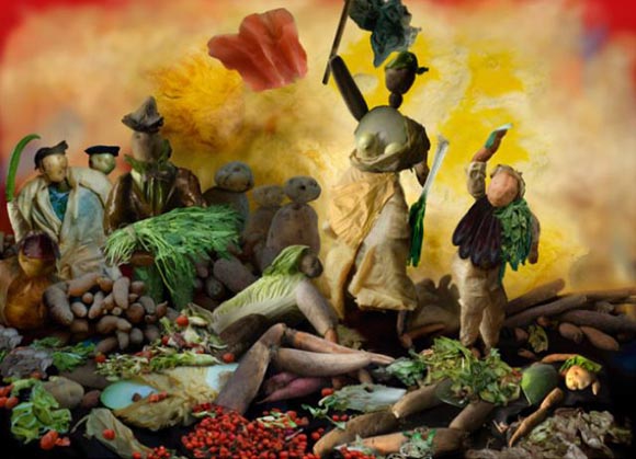 obras de artes clasicas hechas con comida